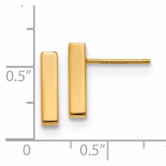 14K Post Bar Earrings - Picture 3 of 3